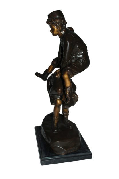 Leapfrog Bronze Statue -  Size: 12"L x 7"W x 19"H.