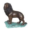 Lion Standing Bronze Statue -  Size: 26"L x 10"W x 25"H.