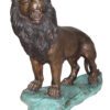 Lion Standing Bronze Statue -  Size: 26"L x 10"W x 25"H.