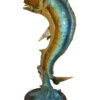 Mahi Mahi Fish Bronze Statue -  Size: 16"L x 12"W x 32"H.