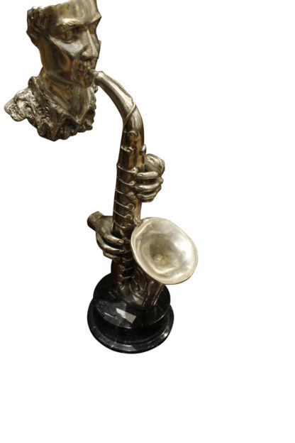 Man Playing Trombone Bronze Statue -  Size: 8"L x 5"W x 14"H.