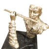 Man playing Flute Bronze Statue -  Size: 10"L x 8"W x 10"H.