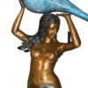 Mermaid holding a shell - large Bronze Statue -  Size: 43"L x 30"W x 76"H.