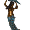 Mermaid holding a shell - large Bronze Statue -  Size: 43"L x 30"W x 76"H.