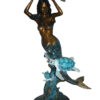 Mermaid 43 holding a shell fountain Bronze Statue -  Size: 14"L x 24"W x 43"H.