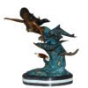 Mermaid w Dolphin and turtle Bronze Statue -  Size: 19"L x 9"W x 22"H.