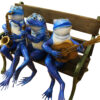 Musical Frogs on a Bench Bronze Statue -  Size: 41"L x 23"W x 33"H.