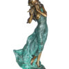 Musical Girl Bronze Statue -  Size: 8"L x 7"W x 19"H.