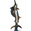 One sailfish on a marble - Bronze Statue -  Size: 17"L x 17"W x 46"H.