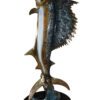 One sailfish on a marble - Bronze Statue -  Size: 17"L x 17"W x 46"H.