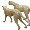 Pair of Golden-Plated Cheetahs Bronze Statue -  Size: 58"L x 10"W x 31"H.