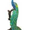 Peacock on Tree Bronze Statue -  Size: 31"L x 30"W x 64"H.