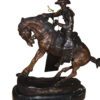 Remington Cowboy on marble Bronze Statue -  Size: 10"L x 3.5"W x 10"H.