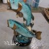 Two largemouth bass fish Bronze Statue -  Size: 17"L x 10"W x 24"H.