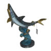 Shark Jumping off the water Bronze Statue -  Size: 14"L x 24"W x 28"H.