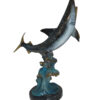 Shark Jumping off the water Bronze Statue -  Size: 14"L x 24"W x 28"H.