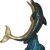 Single Dolphin  On Wave Fountain Bronze Statue -  Size: 48"L x 24"W x 53"H.