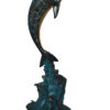 Single Dolphin  Fountain Bronze Statue -  Size: 22"L x 14"W x 45"H.