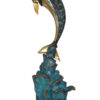 Single Dolphin  Fountain Bronze Statue -  Size: 22"L x 14"W x 45"H.