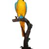 Single Parrot on a tree - Bronze Statue -  Size: 30"L x 24"W x 66"H.