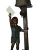 Standing Boy by Mailbox with Two cats  Bronze Statue -  23"x 19"x 50"H.