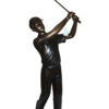 Teen boy plays golf Bronze Statue -  Size: 18"L x 13"W x 57"H.