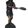 Girl Playing Tennis - Bronze Statue -  Size: 10"L x 11"W x 21"H.