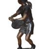 Girl Playing Tennis - Bronze Statue -  Size: 10"L x 11"W x 21"H.