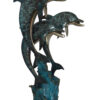 Three Dolphin Fountain  Bronze Statue -  Size: 21"L x 26"W x 45"H.