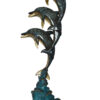 Three Dolphins Overreach Each Other Fountain  Bronze Statue -  22"x 15"x 68"H.