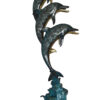 Three Dolphins Overreach Each Other Fountain  Bronze Statue -  22"x 15"x 68"H.