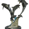 Three Dolphins Table Base Bronze Statue -  Size: 20"L x 20"W x 21"H.