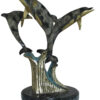 Three Dolphins Table Base Bronze Statue -  Size: 20"L x 20"W x 21"H.