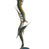 Three Marlin Fish /bronze Fountain on Triple Marble -  15"x 18"x 77"H.