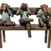 Three Wise Monkeys on Bench Bronze Statue -  Size: 45"L x 19"W x 30"H.