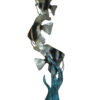 Three Zebra Angelfish Bronze Statue -  Size: 10"L x 10"W x 33"H.