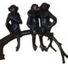 Three monkeys on a tree log - Bronze Statue -  Size: 27"L x 11"W x 18"H.