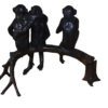 Three monkeys on a tree log - Bronze Statue -  Size: 27"L x 11"W x 18"H.