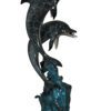 Two Dolphins fountain Bronze Statue -  Size: 22"L x 12"W x 46"H.