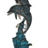 Two Dolphins fountain Bronze Statue -  Size: 22"L x 12"W x 46"H.