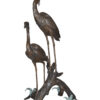 Two Herons on a three Bronze Fountain Statue -  Size: 32"L x 24"W x 67"H.