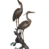 Two Herons on a three Bronze Fountain Statue -  Size: 32"L x 24"W x 67"H.