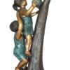 Two Kids Climbing on a Tree Bronze Statue -  Size: 17"L x 17"W x 46"H.