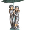 Two Kids Holding an Umbrella - Bronze Statue - Fountain -  90"L x 34"W x 90"H.