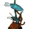 Two Sea Turtles Swimming Bronze Statue -  Size: 17"L x 9"W x 20"H.