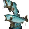 Two largemouth bass fish Bronze Statue -  Size: 17"L x 10"W x 24"H.