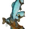 Two largemouth bass fish Bronze Statue -  Size: 17"L x 10"W x 24"H.