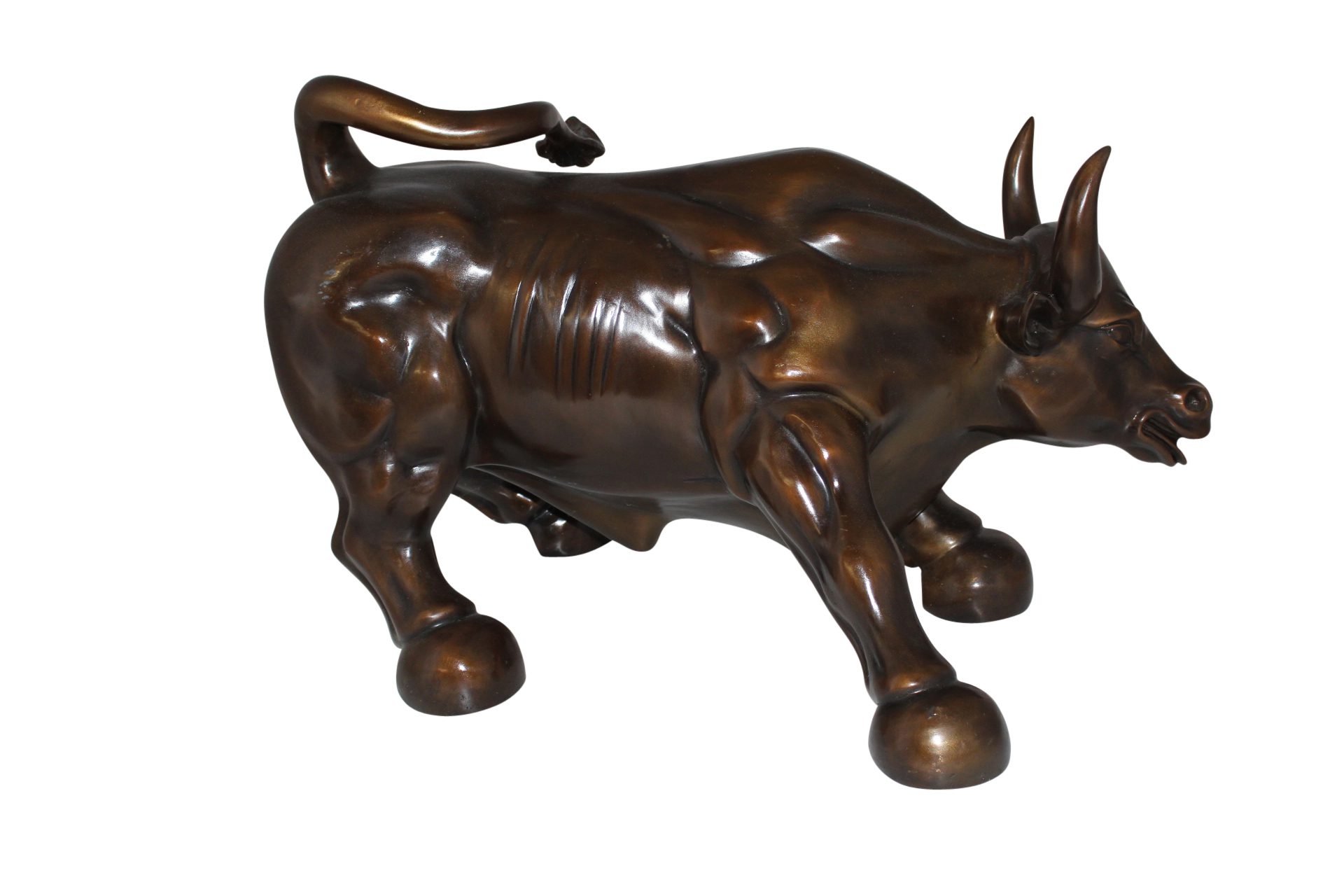 5.12 inches Big Wall Street Bronze Fierce Bull OX Statue  13 cm * 