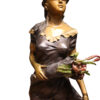 Woman Holding Bouquet Standing on Lily  Bronze Statue/Fountain 28" x27"x 60"H.