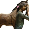 Young Girl and her pony Bronze Statue -  Size: 48"L x 20"W x 48"H.